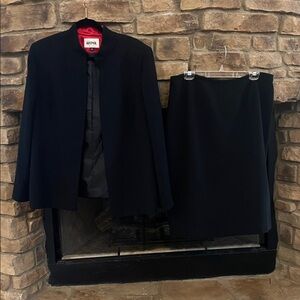 Kasper Black Jacket and Skirt with Red Lining. Size 18.